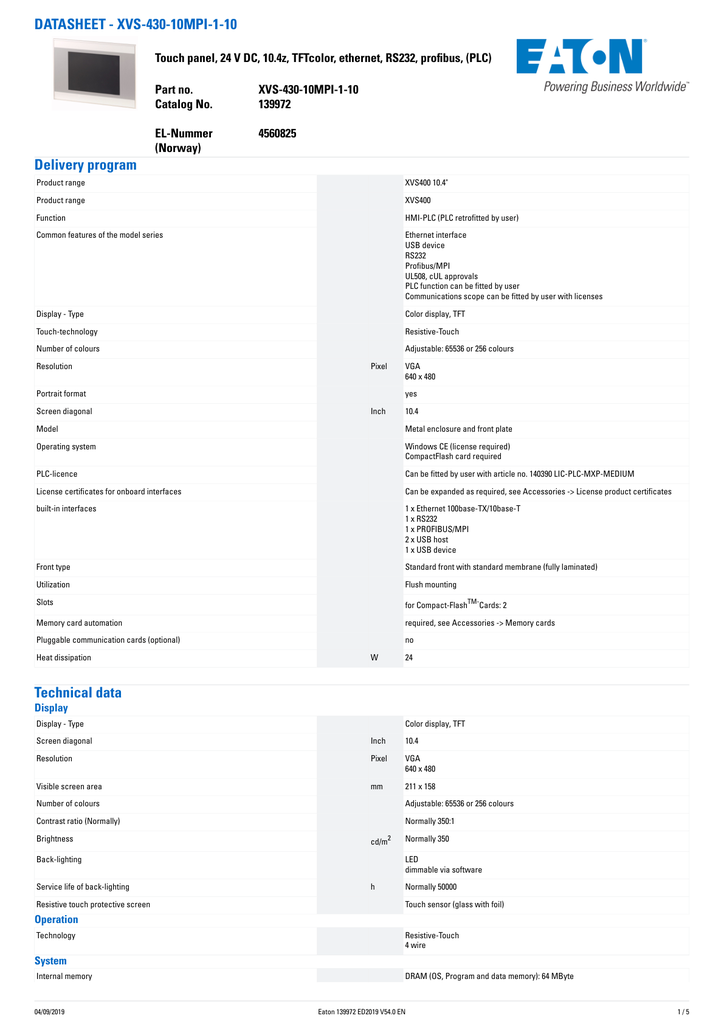139972 Xvs 430 10mpi 10 Gb overview and documentation page 1